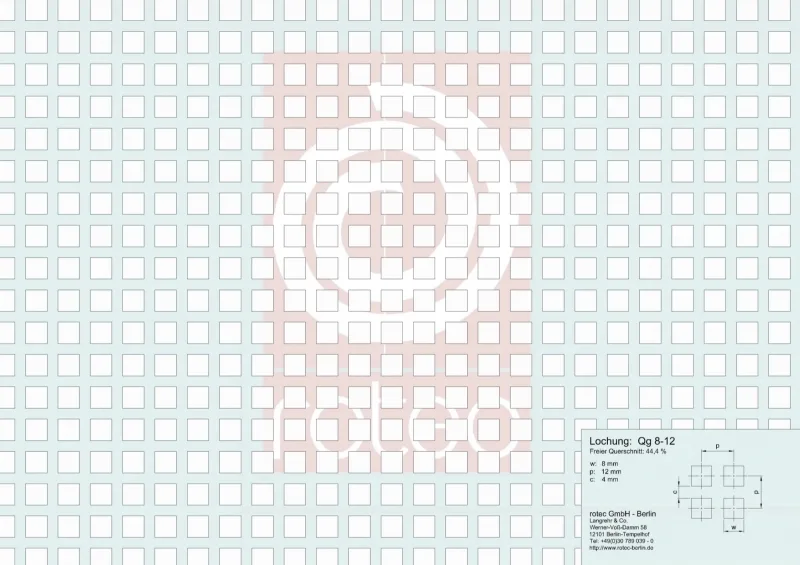 Lochplatte Qg 8-12 mm aus Al99,5 hh, 2,0×KF