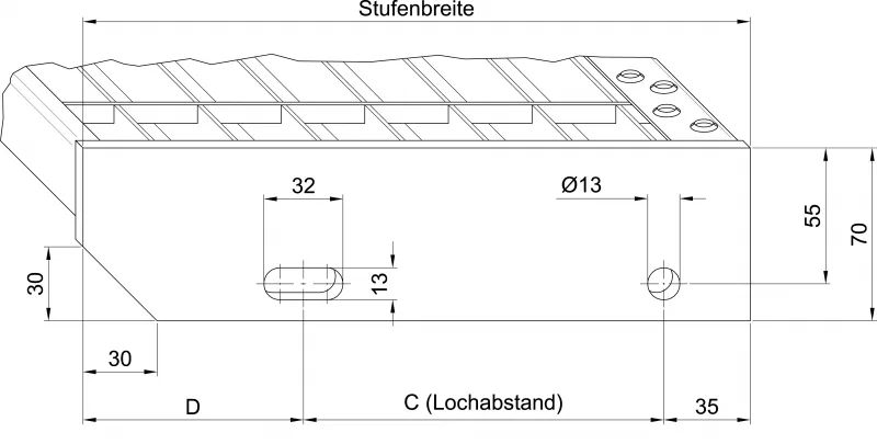 rotec-EP-Gitterroststufe, feuerverzinkt 800 x 240 mm, Ma 31/31 mm, Ts 25/2 mm – Bild 2