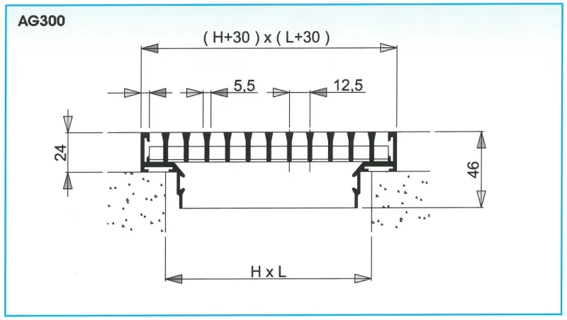 Bodengitter AG300 - 200 x 75 mm aus Aluminium, naturfarbig eloxiert – Bild 2