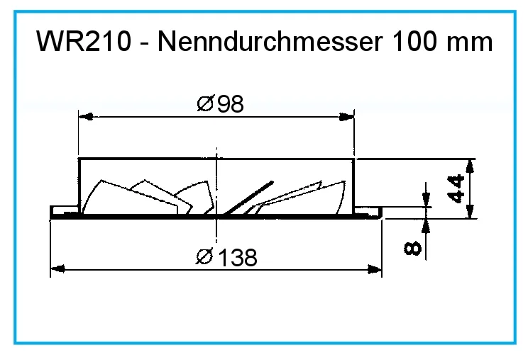 Dralldurchlass WR210 - Ø 100 mm aus Stahl, RAL 9010 (reinweiß) lackiert – Bild 2