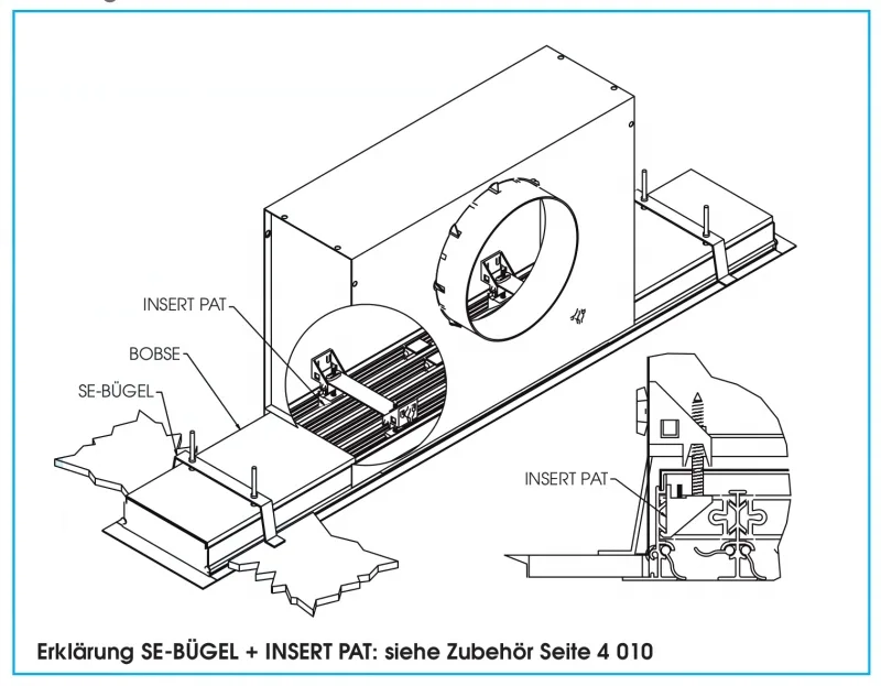 Anschlusskasten SP102 - Ø 160 mm - für SE612, 1-teilig Schlitzlänge 1500 mm - aus verzinktem Stahlblech – Bild 3