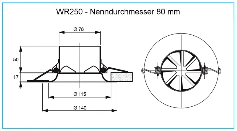 Dralldurchlass WR250 - Ø 80 mm aus Stahl, RAL 9010 (reinweiß) lackiert – Bild 2